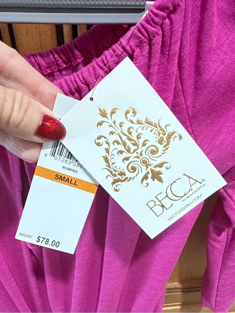 BECCA Bright Fuchsia Off-Shoulder Romper Coverup